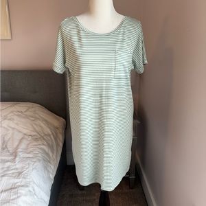 Obey Green Stripe Backless Short Sleeve Dress Size S